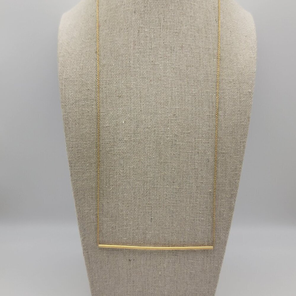 GORJANA Gold Tone Bar Necklace 25 In Spring Ring Clasp Minimalist - Picture 2 of 6